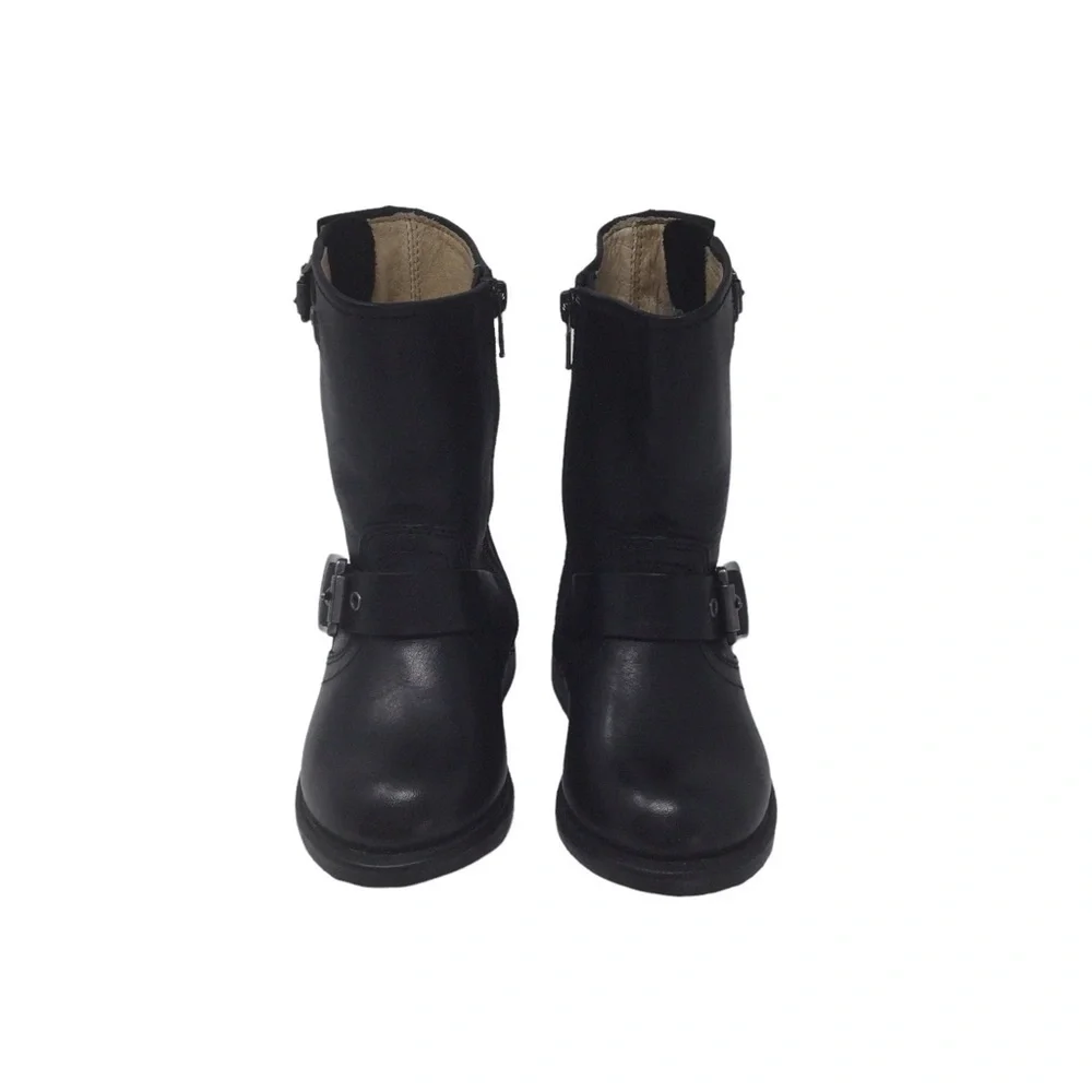 Frye Unisex Moto Black Leather‎ Toddler Boots